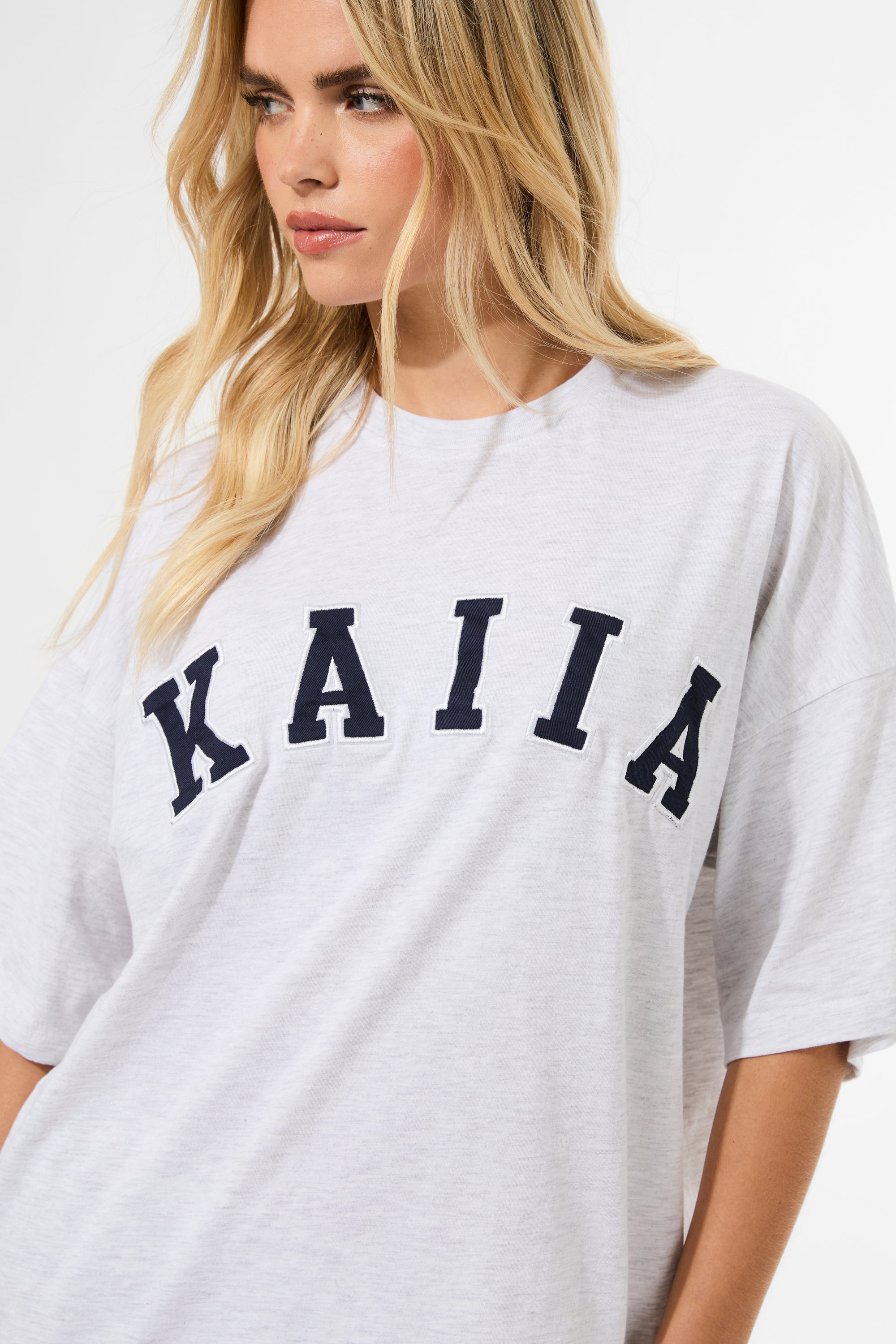 Kaiia Oversized T-shirt Grey Marl & Navy