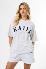 Kaiia Sweat Logo Shorts In Grey Marl