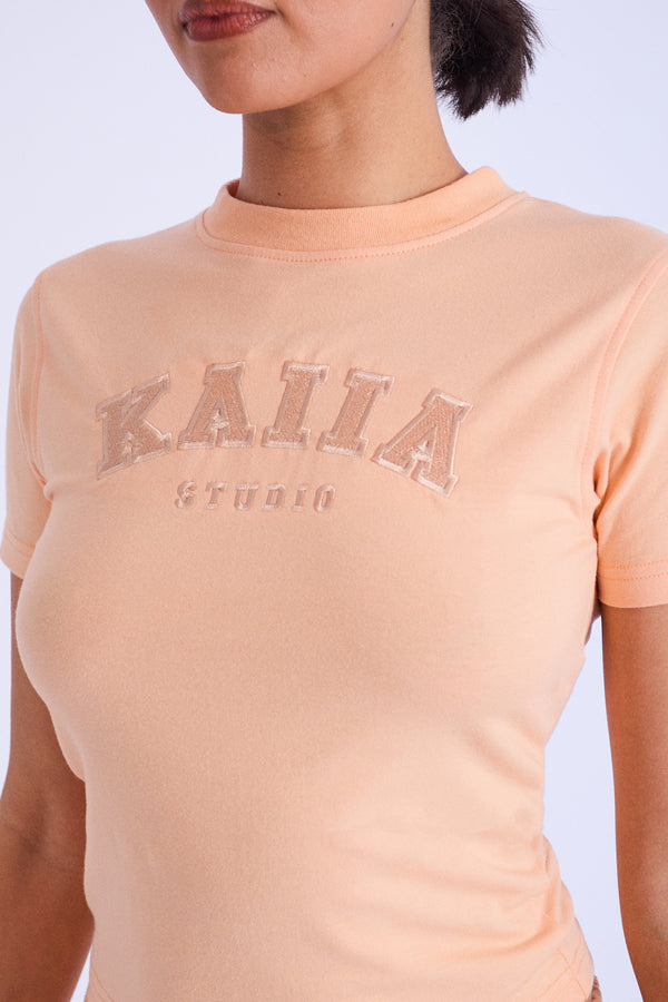 Kaiia Studio Longline Baby Tee Peach