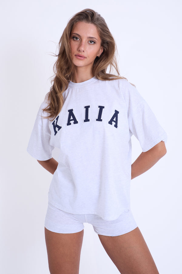 Kaiia Oversized T-shirt Grey Marl & Navy