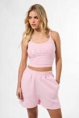 Kaiia Logo Cami Vest Top Baby Pink