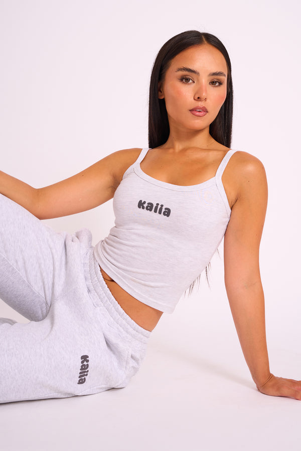 Kaiia Studio Bubble Logo Cami Top Grey Marl