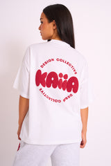 Kaiia Oversized Tee White & Red