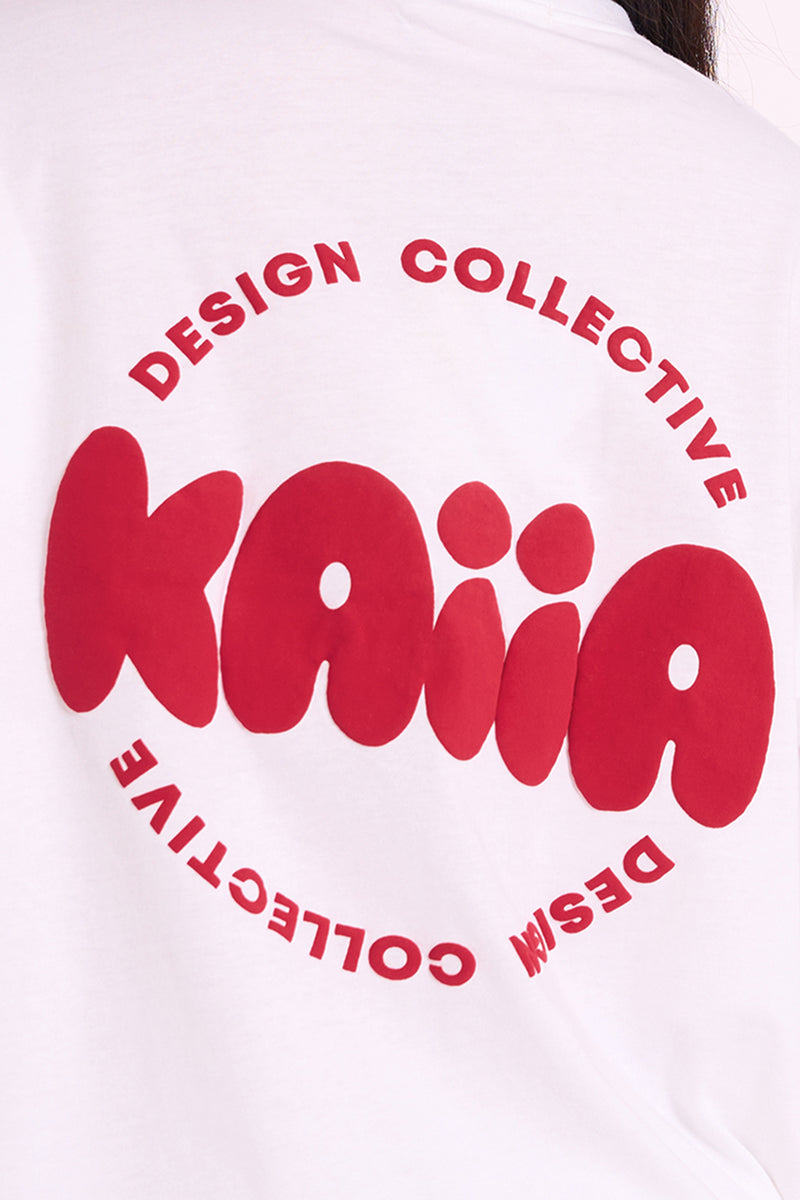 Kaiia Oversized Tee White & Red