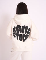 Kaiia Studio Bubble Logo Oversized Hoodie White & Black