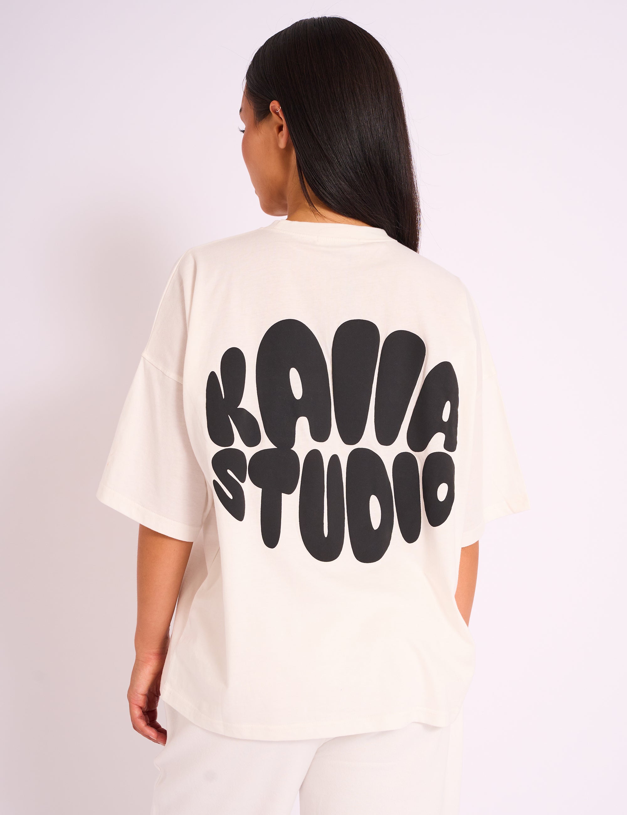 Kaiia Studio Bubble Logo Oversized Tee White & Black