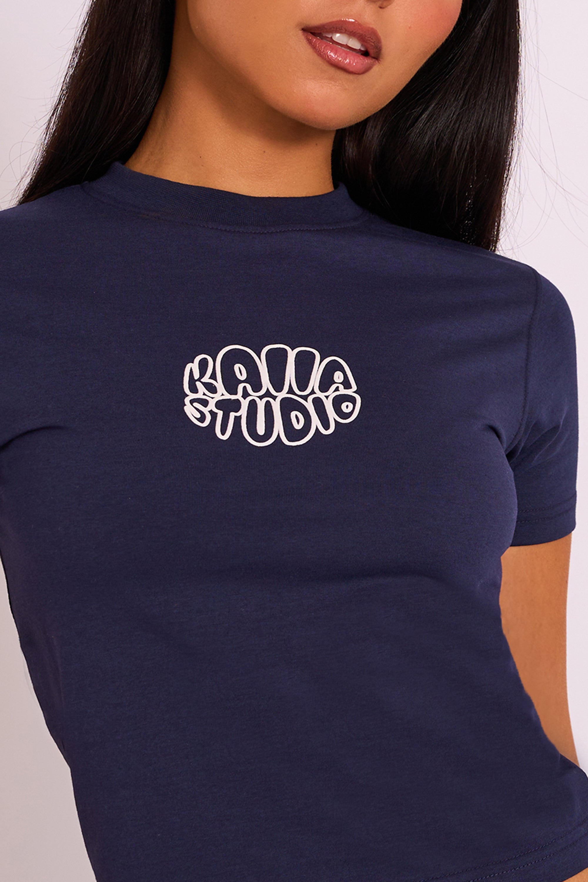 Kaiia Studio Bubble Logo Baby Tee Navy