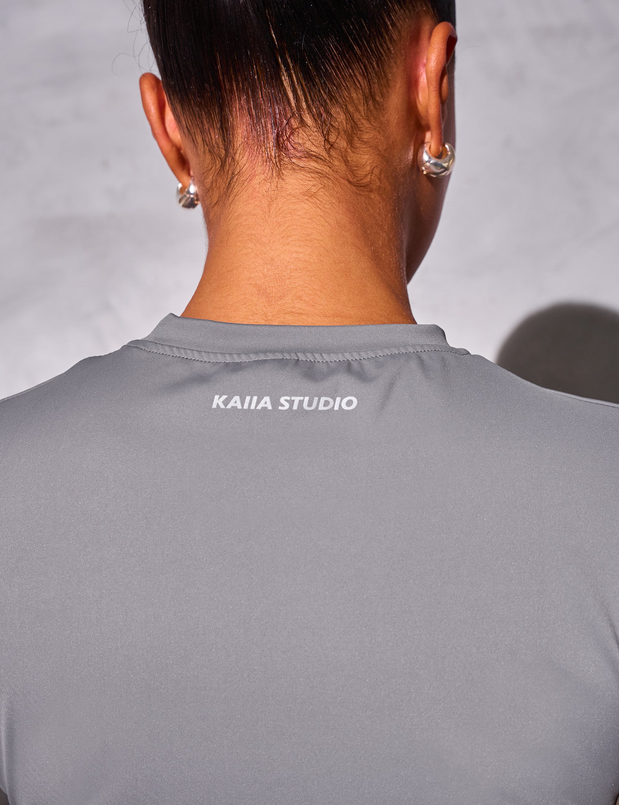 Kaiia Sculpt Short Sleeve Fitted T-shirt Slate Grey