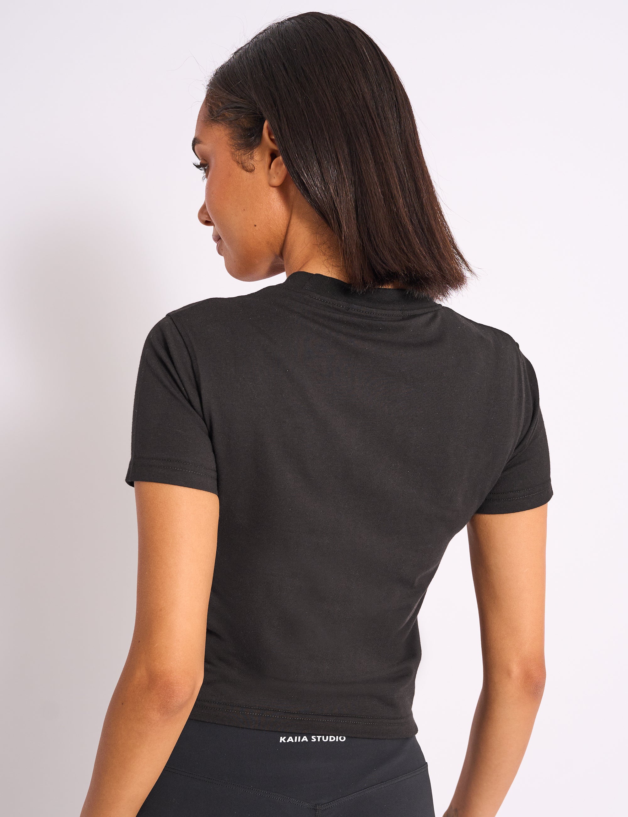 Kaiia Sport Logo Longline Baby Tee Black