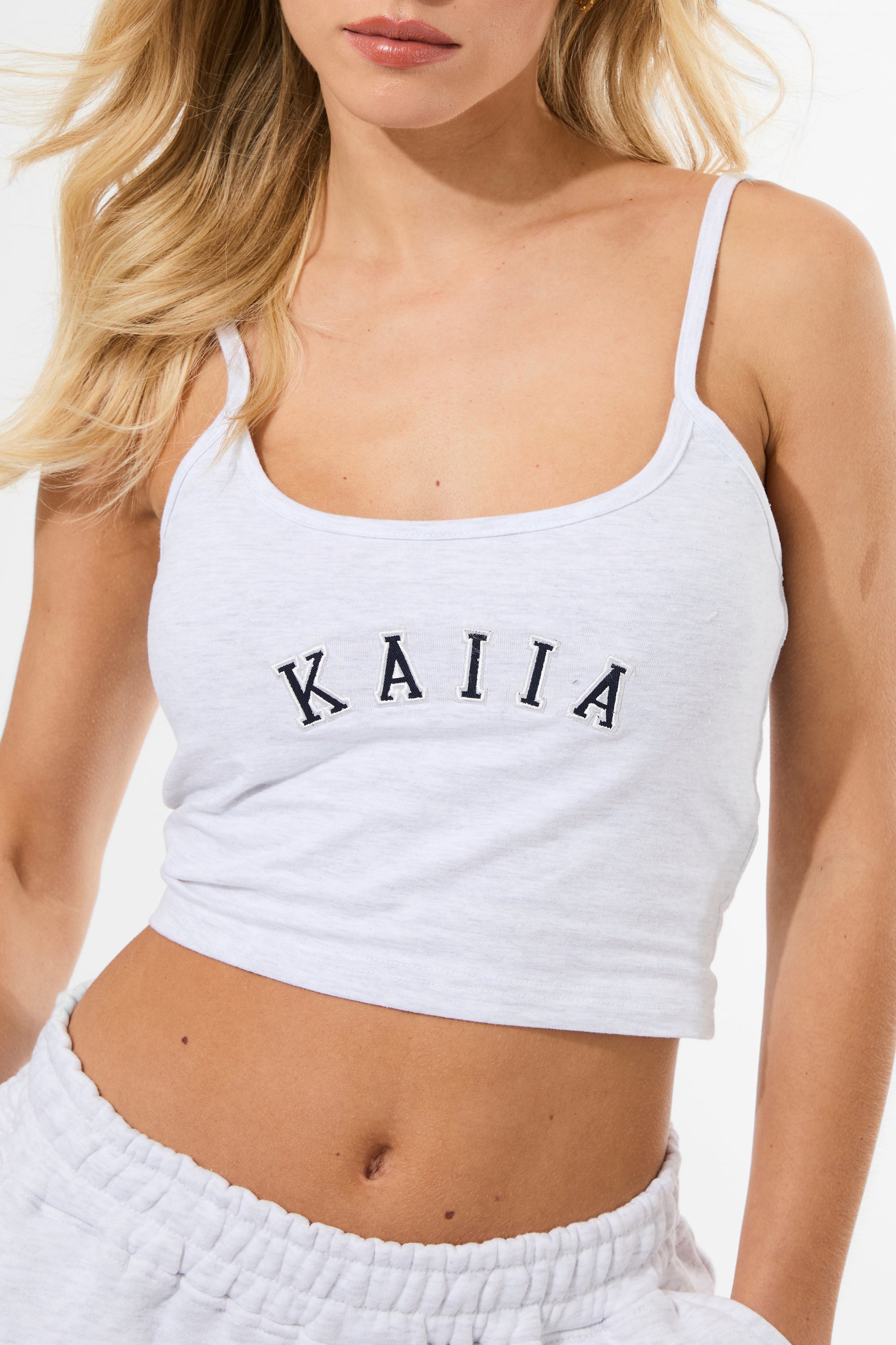 Kaiia Cami Logo Top In Grey Marl