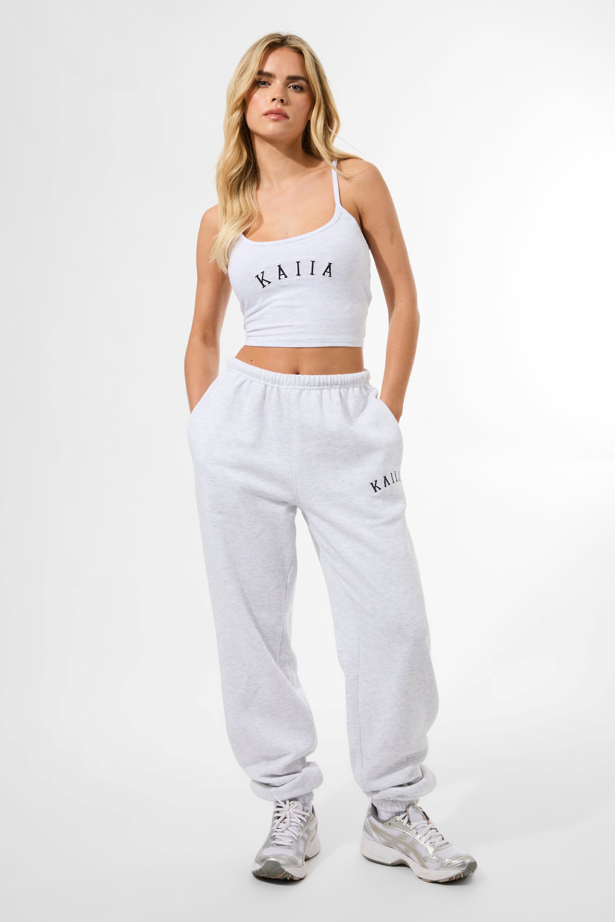 Kaiia Cami Logo Top In Grey Marl