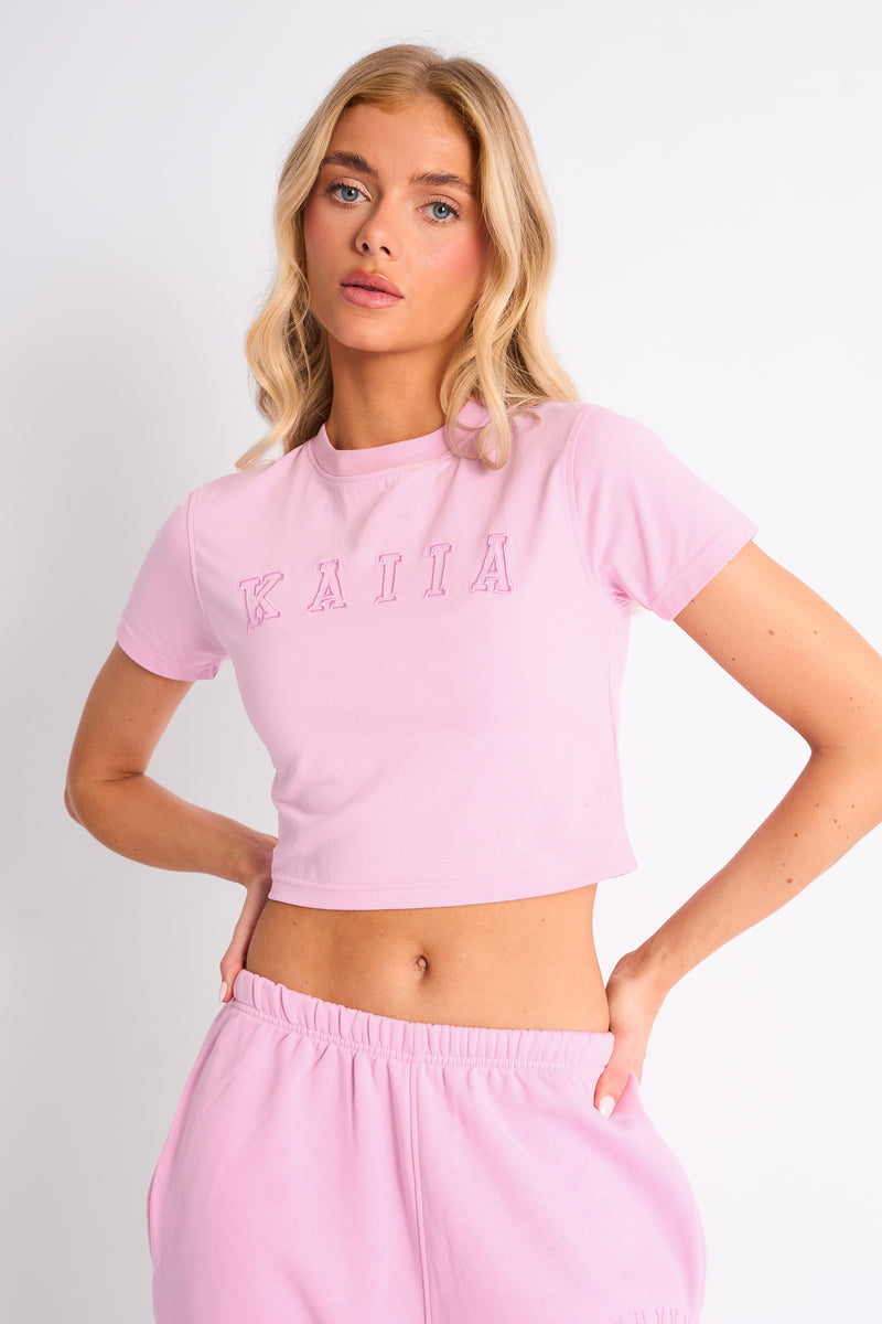 Kaiia Logo Baby Tee Candy Pink