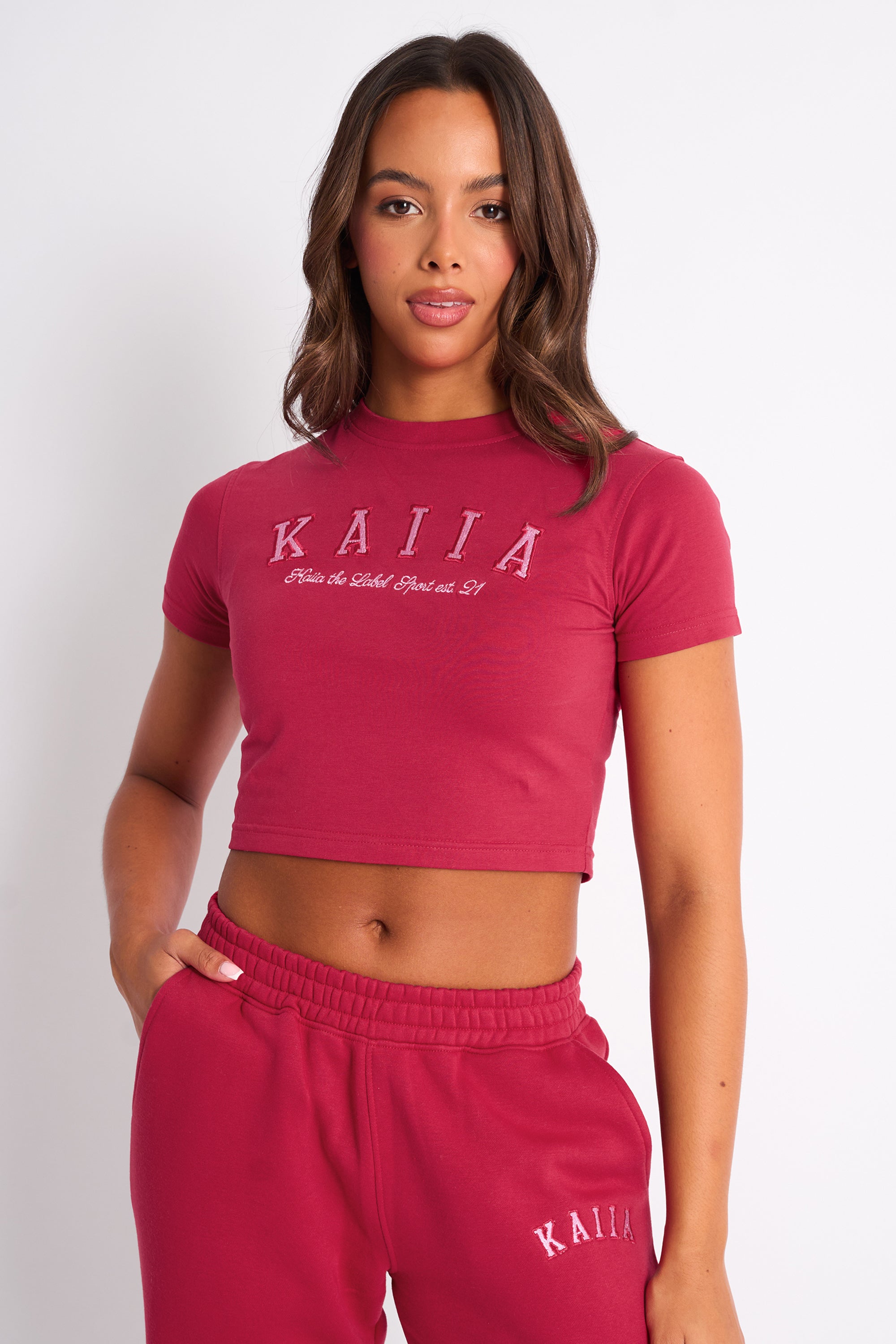 Kaiia Logo Baby Tee Cranberry & Pink