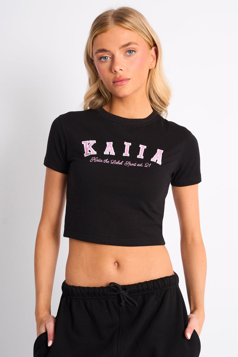 Kaiia Logo Baby Tee Black & Pink