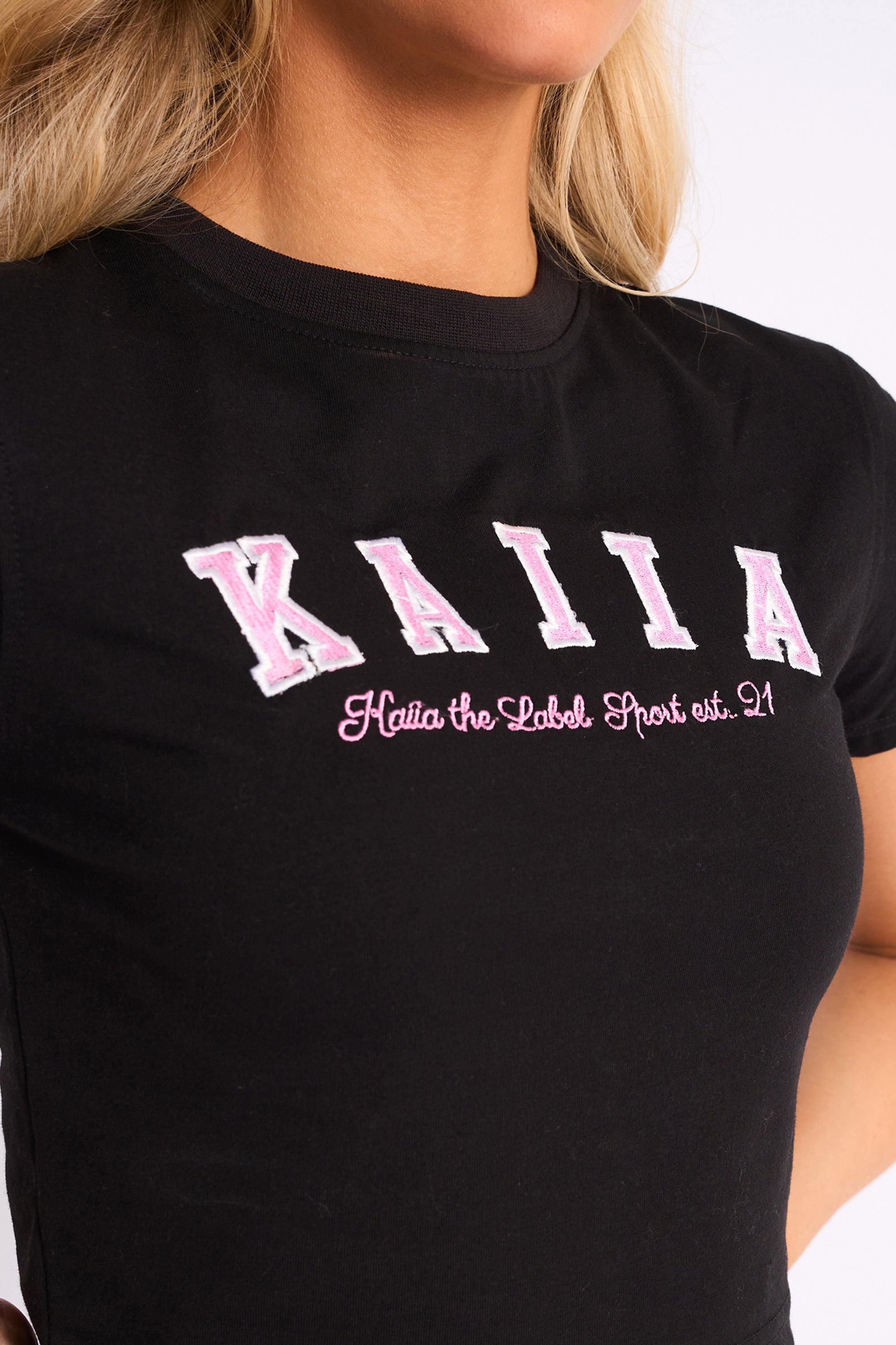 Kaiia Logo Baby Tee Black & Pink