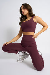 Kaiia Sculpt Square Neck Crop Top Burgundy