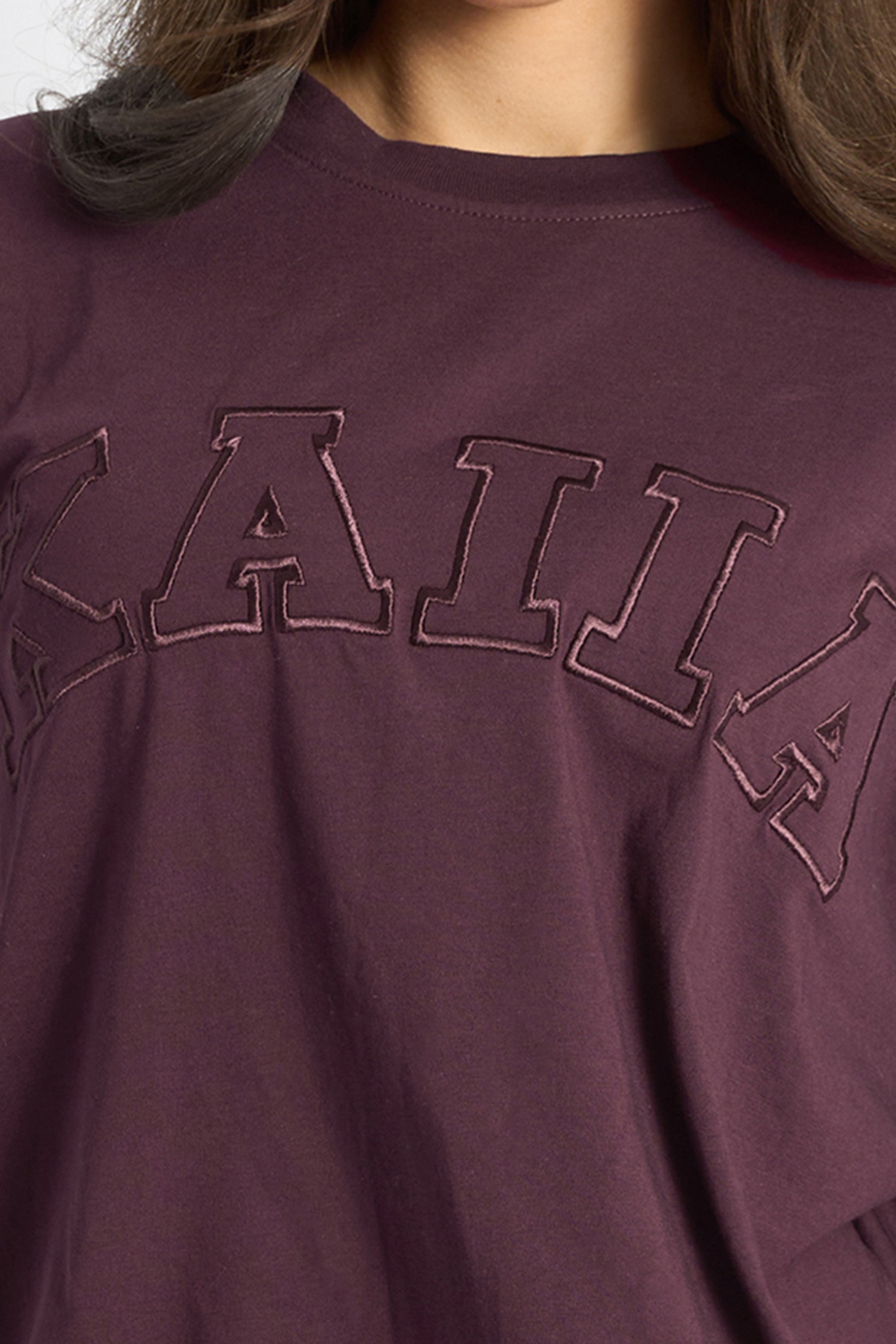 Kaiia Logo Oversized T-Shirt Dark Cherry