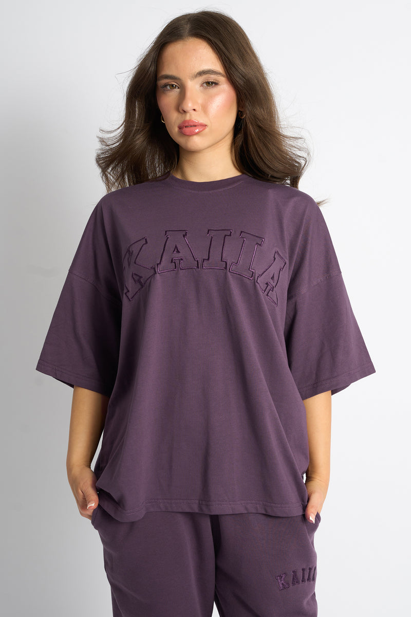 Kaiia Logo Oversized T-Shirt Deep Purple