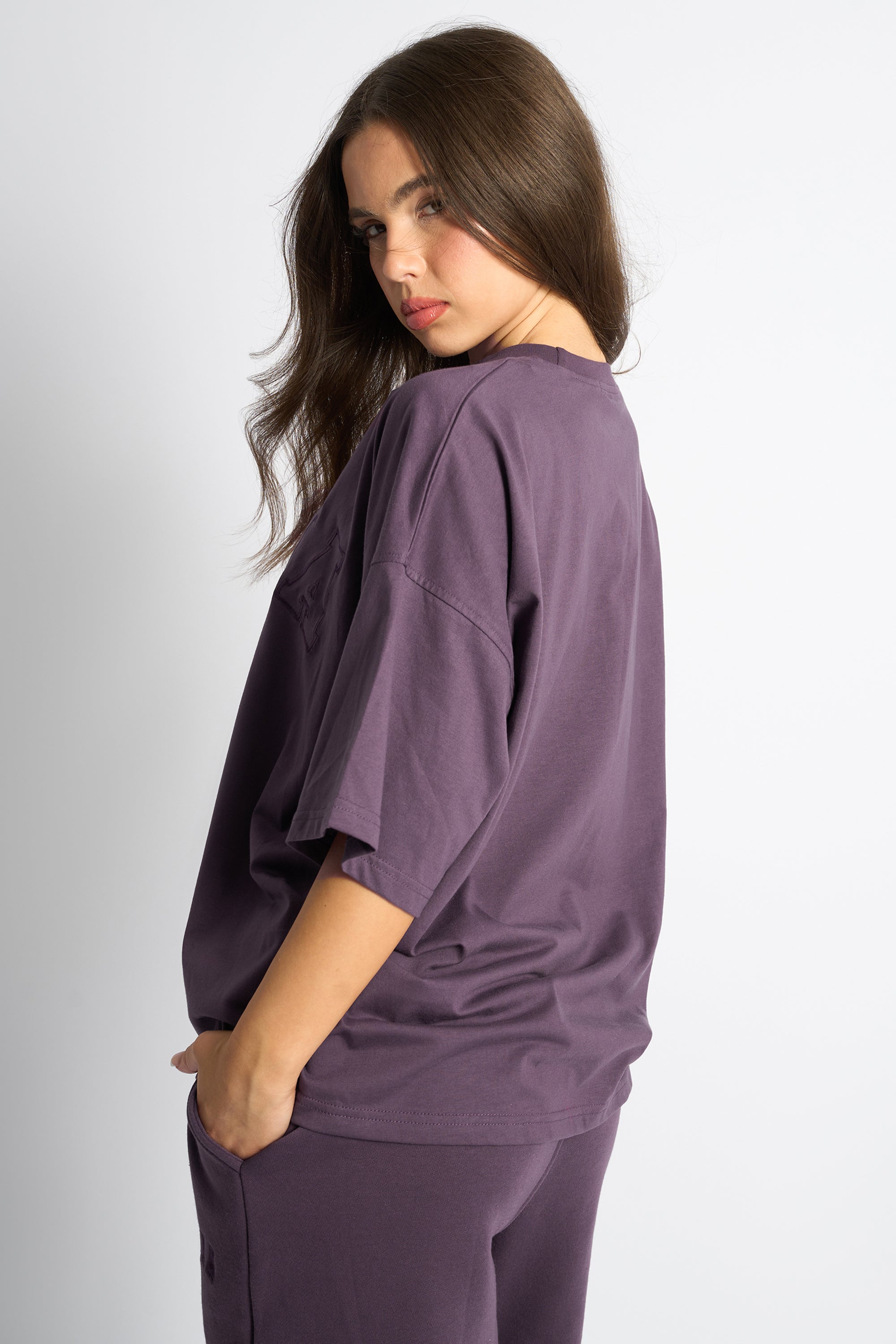 Kaiia Logo Oversized T-Shirt Deep Purple