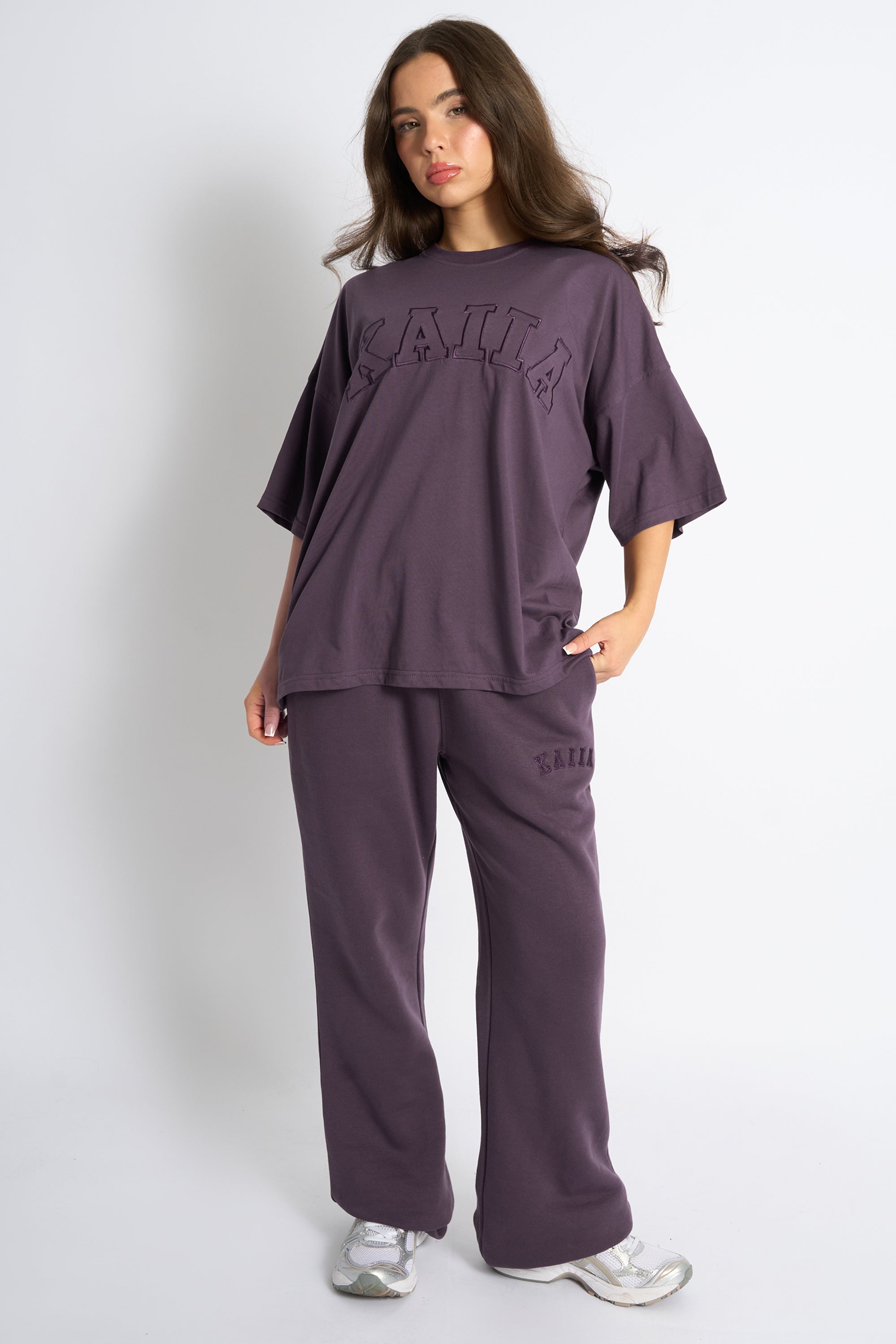 Kaiia Logo Oversized T-Shirt Deep Purple