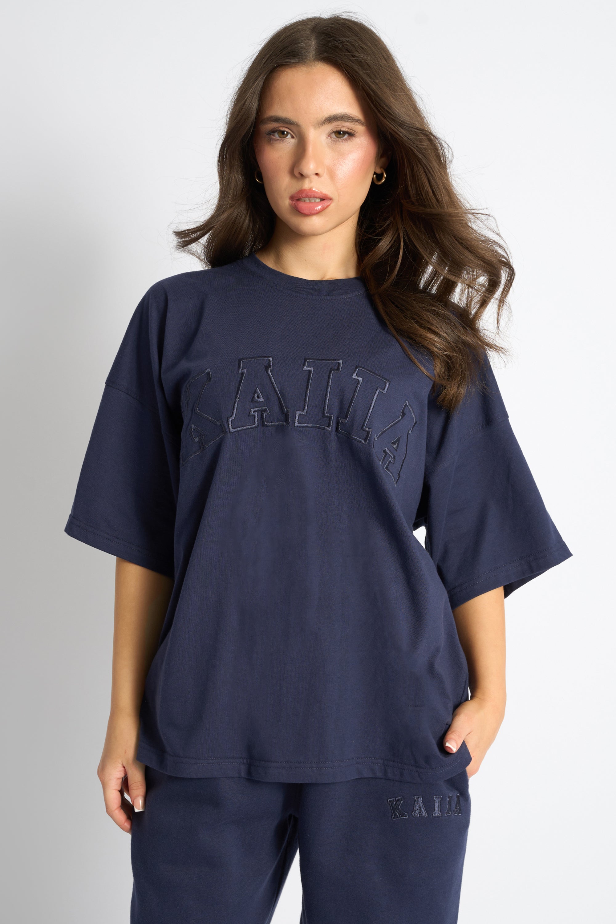 Kaiia Logo Oversized T-Shirt Deep Blue