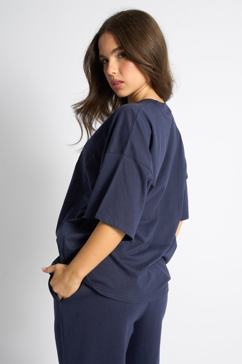 Kaiia Logo Oversized T-Shirt Deep Blue