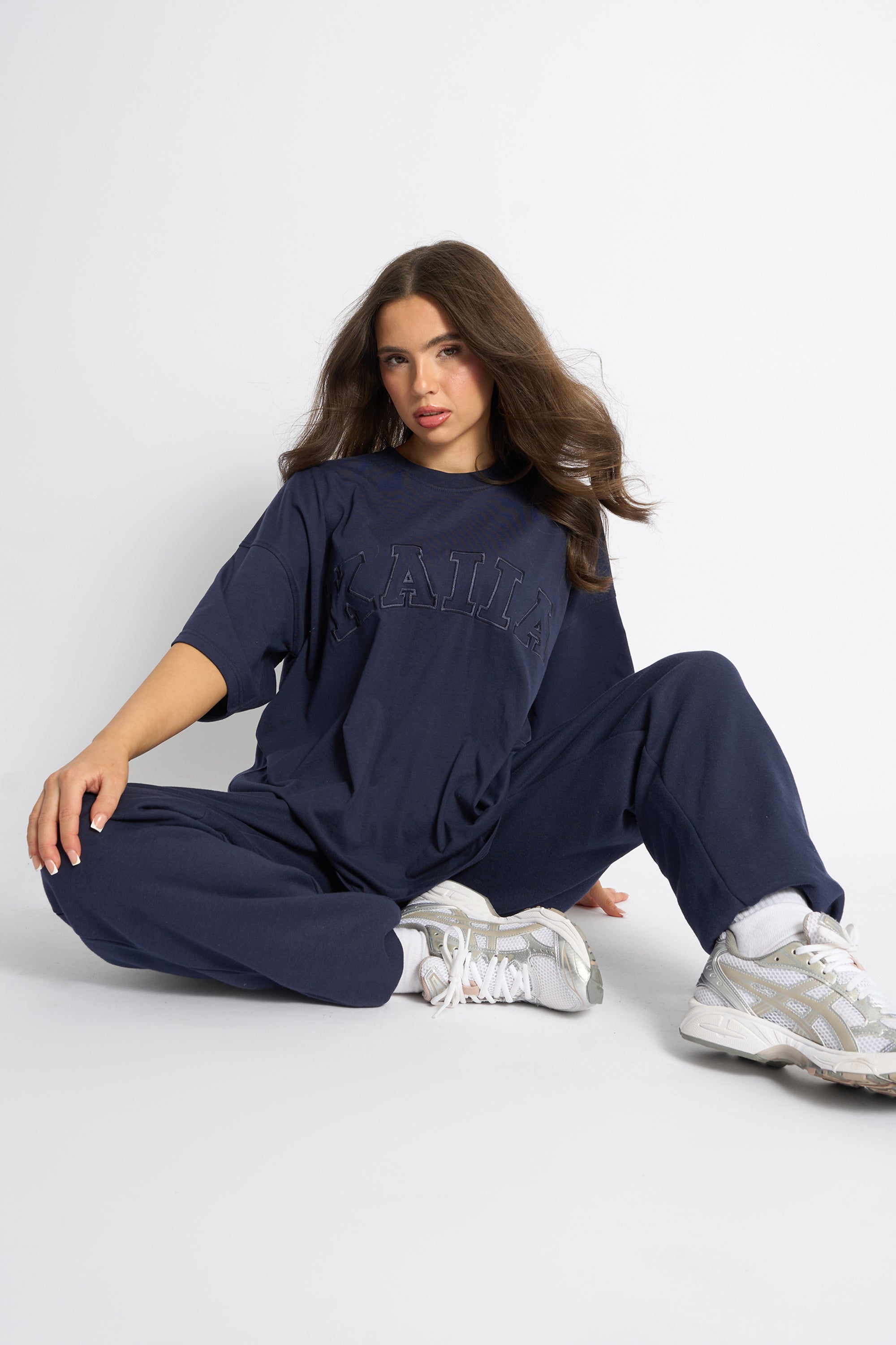 Kaiia Logo Oversized T-Shirt Deep Blue