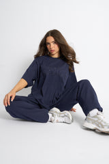 Kaiia Logo Oversized T-Shirt Deep Blue