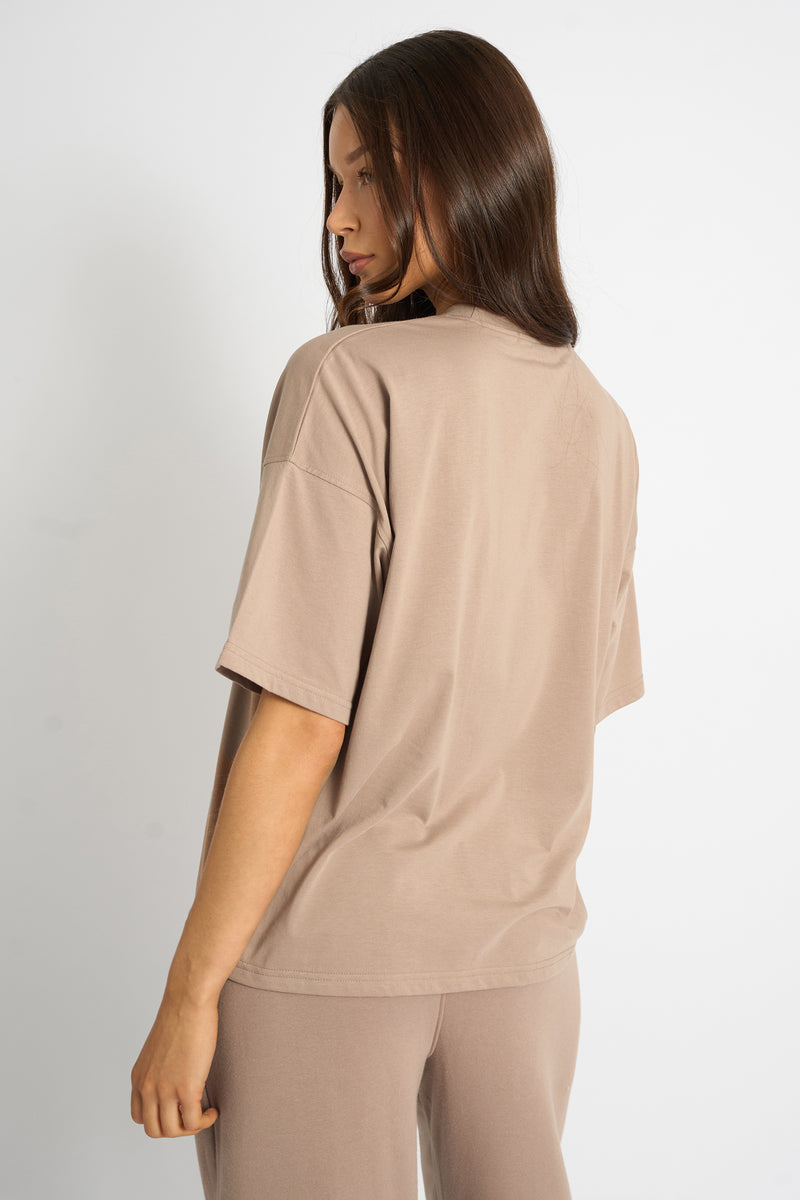 Kaiia Logo Oversized T-Shirt Latte