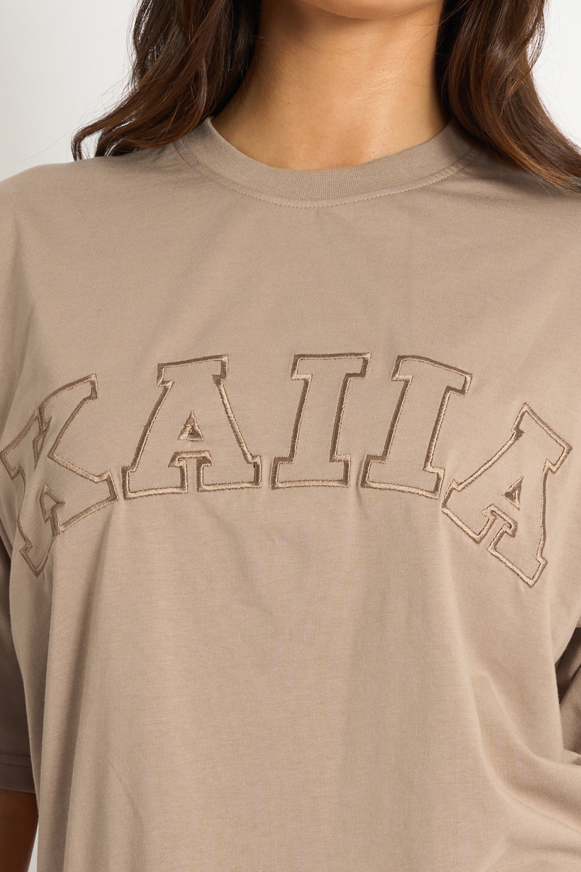 Kaiia Logo Oversized T-Shirt Latte