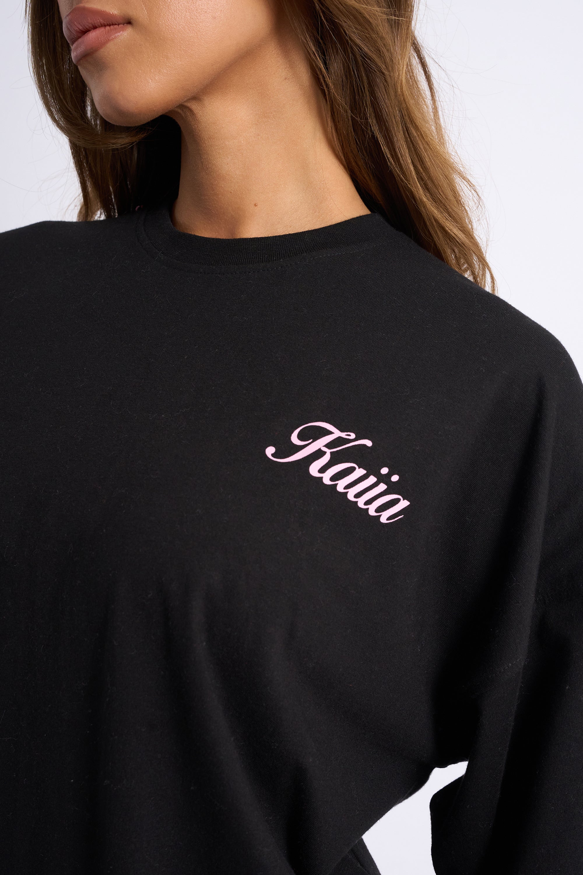 Kaiia Angel Graphic Oversized T-Shirt Black & Pink