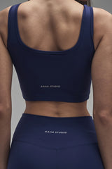 Kaiia Sculpt Square Neck Crop Top Navy