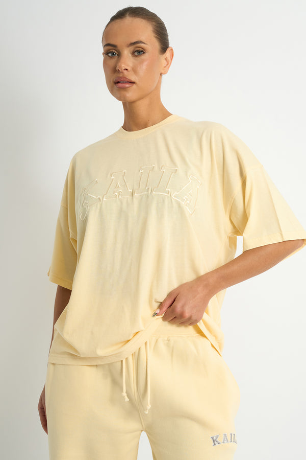 Kaiia Logo Oversized T-shirt Soft Yellow