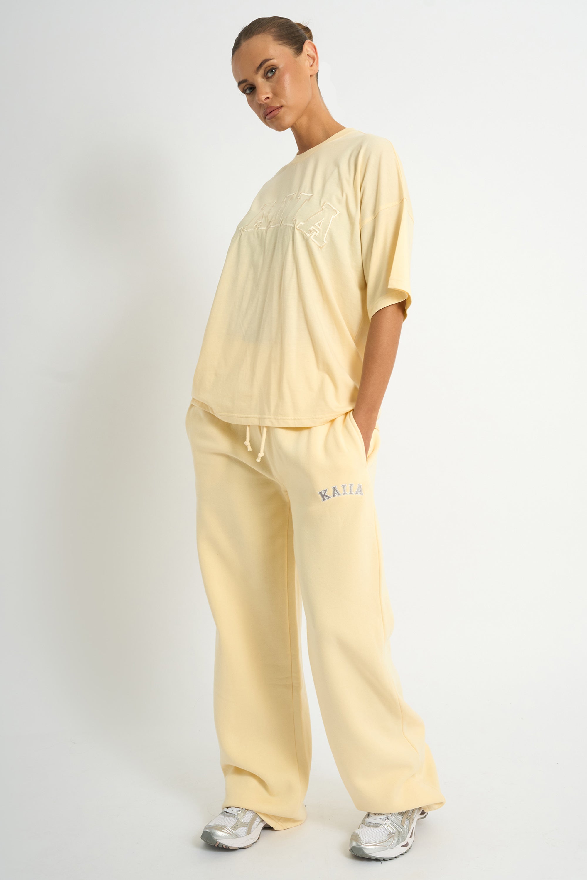 Kaiia Logo Oversized T-shirt Soft Yellow