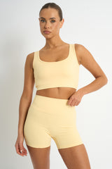 Kaiia Sculpt Square Neck Crop Top Yellow