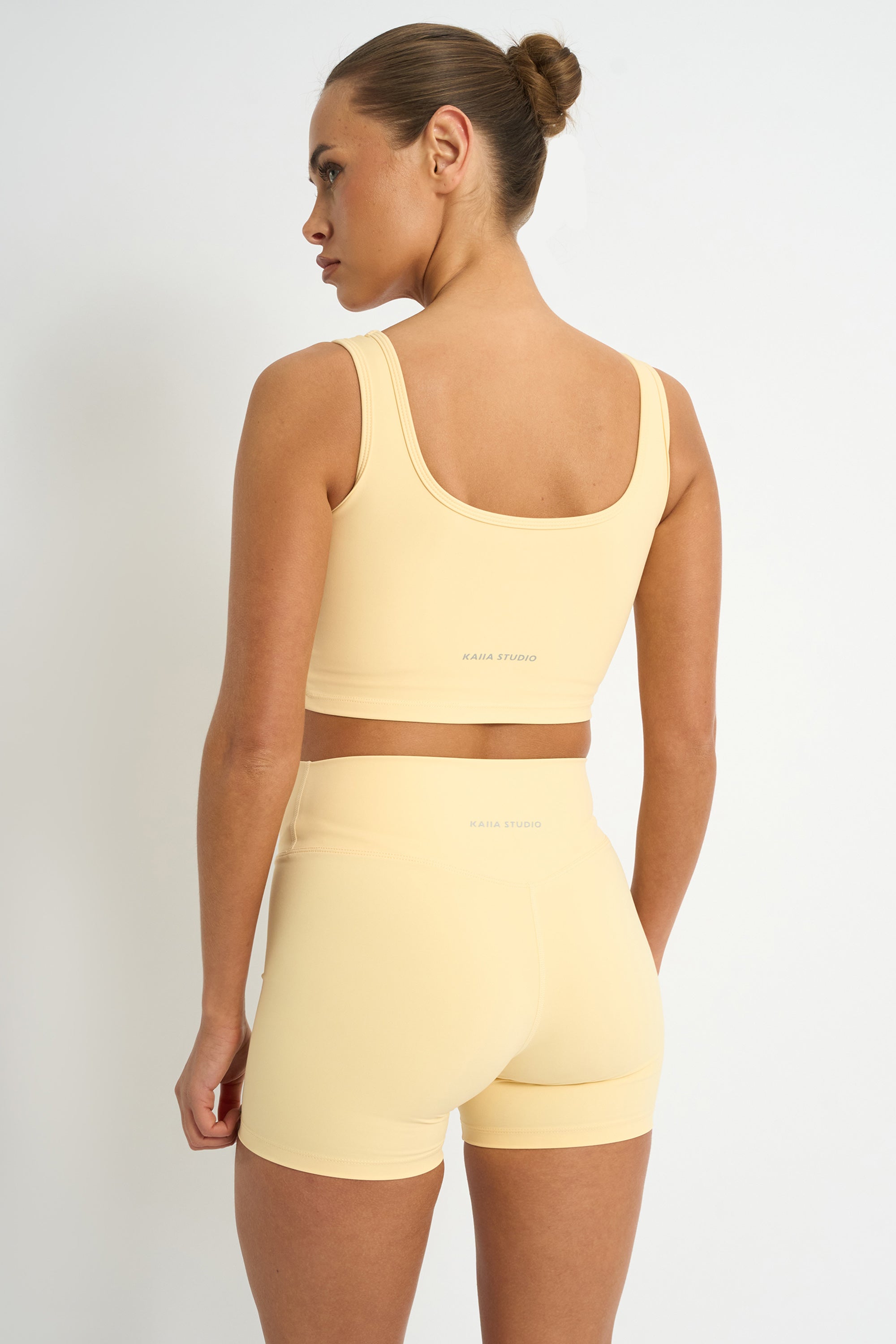 Kaiia Sculpt Square Neck Crop Top Yellow