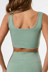 Kaiia Sculpt Square Neck Crop Top Green Tea