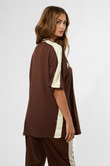 Kaiia Oversized Football Shirt Brown