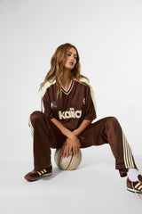 Kaiia Oversized Football Shirt Brown