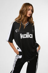 Kaiia Oversized Football Shirt Black