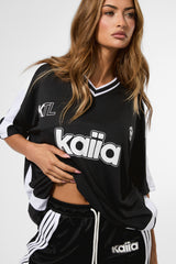 Kaiia Oversized Football Shirt Black