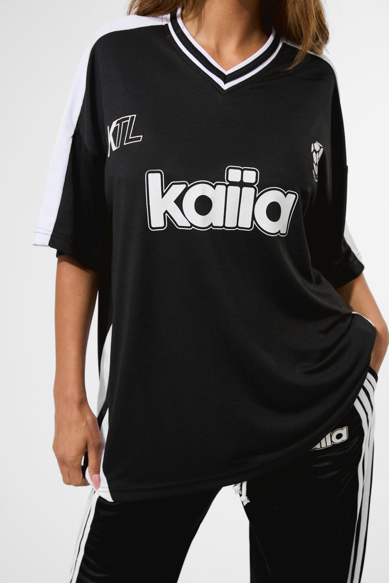 Kaiia Oversized Football Shirt Black