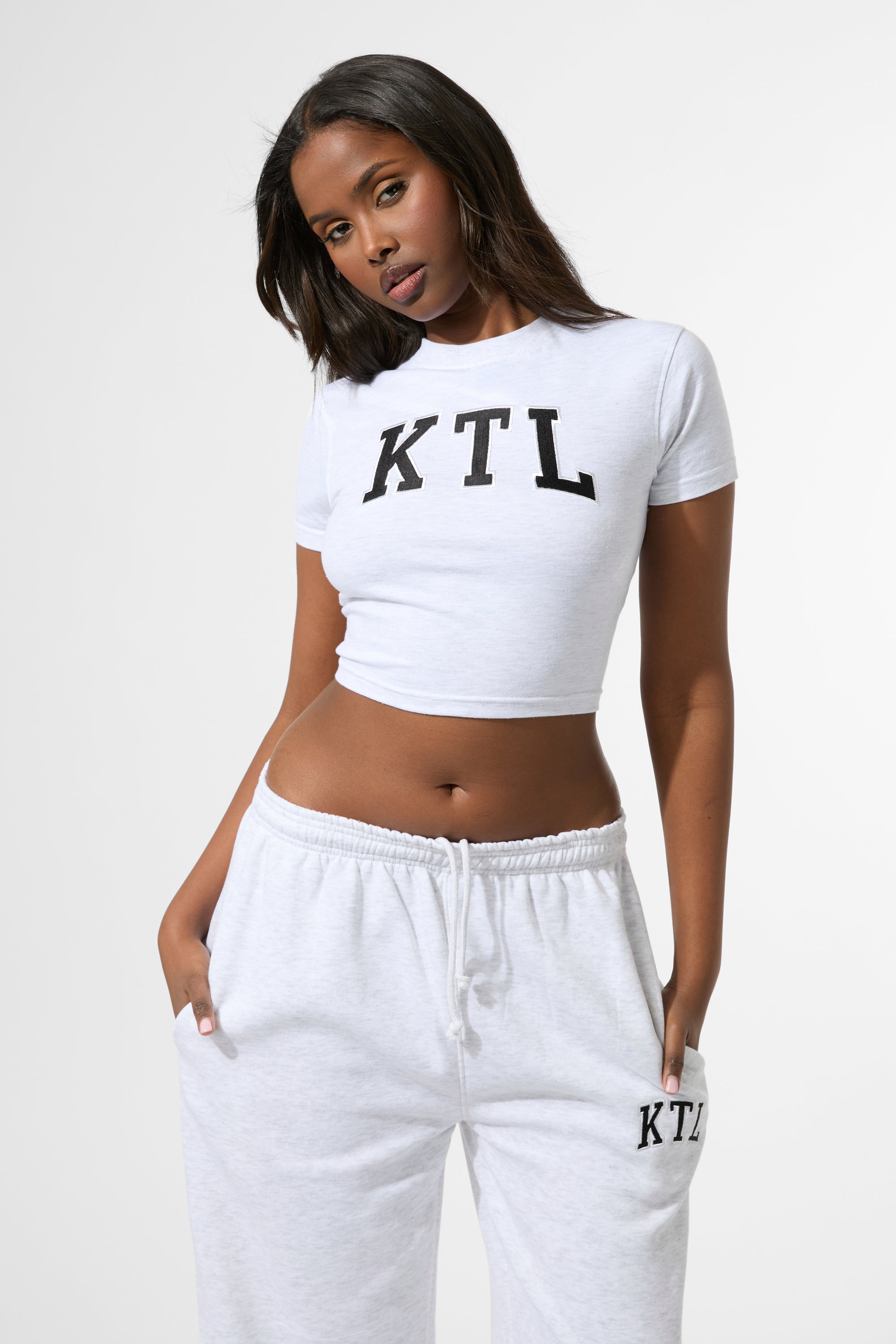 Kaiia KTL Logo Baby Tee Light Grey Marl