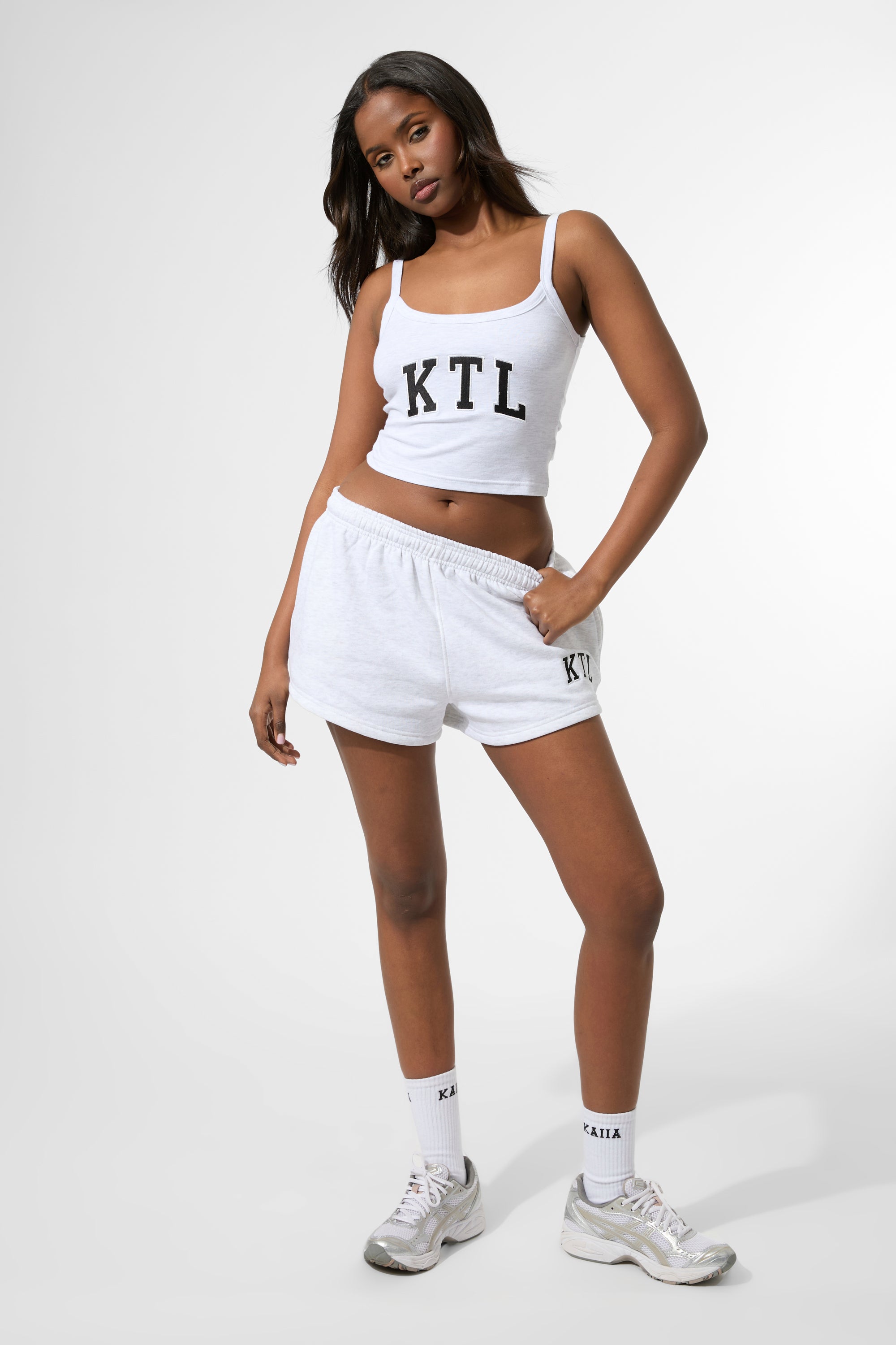 Kaiia KTL Logo Cami Vest Top Light Grey Marl