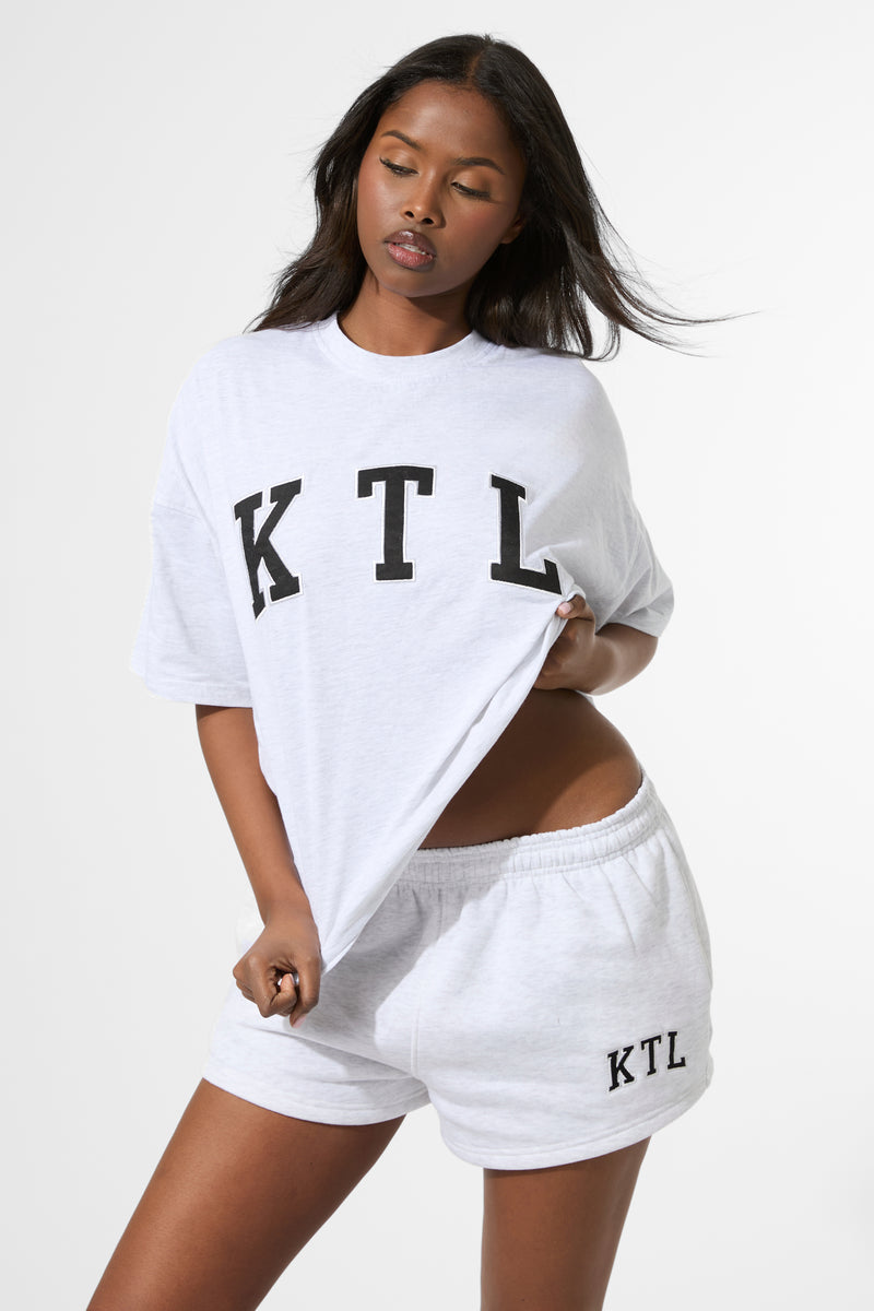 Kaiia KTL Logo Oversized T-Shirt Light Grey Marl