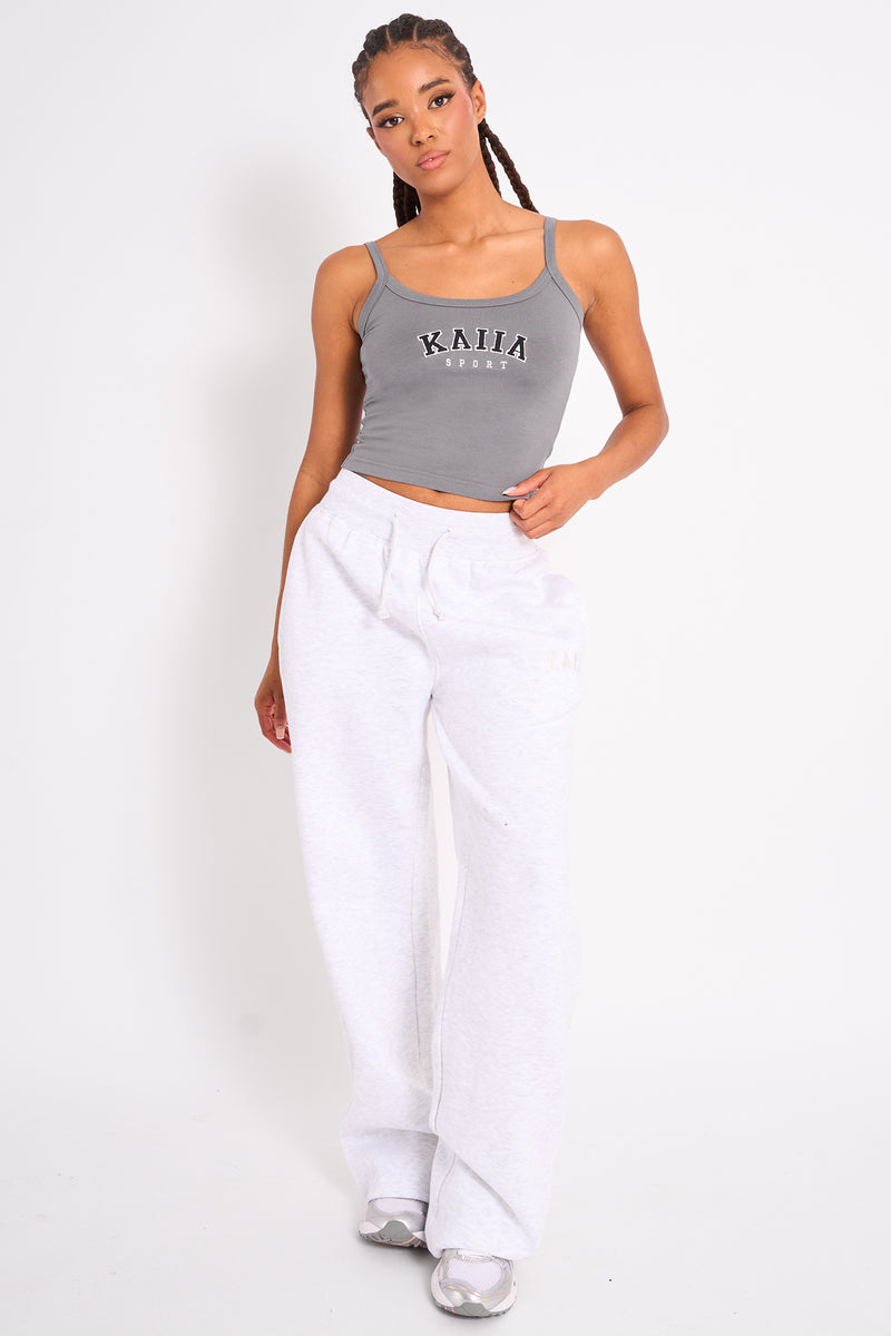 Kaiia Logo Cami Vest Top Charcoal Grey