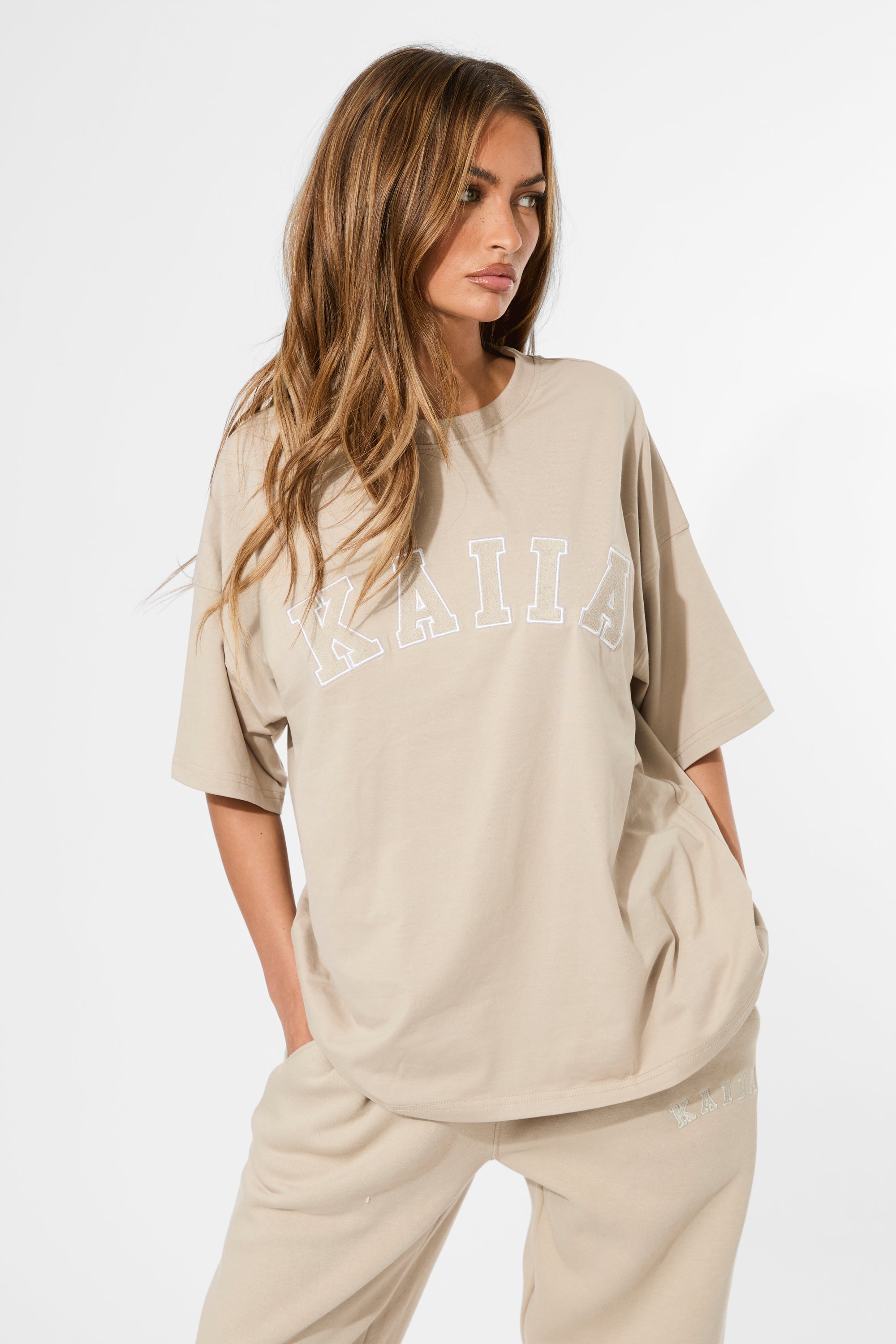 Kaiia Oversized T-shirt Stone