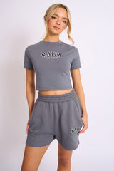 Kaiia Sport Baby Tee Charcoal Grey