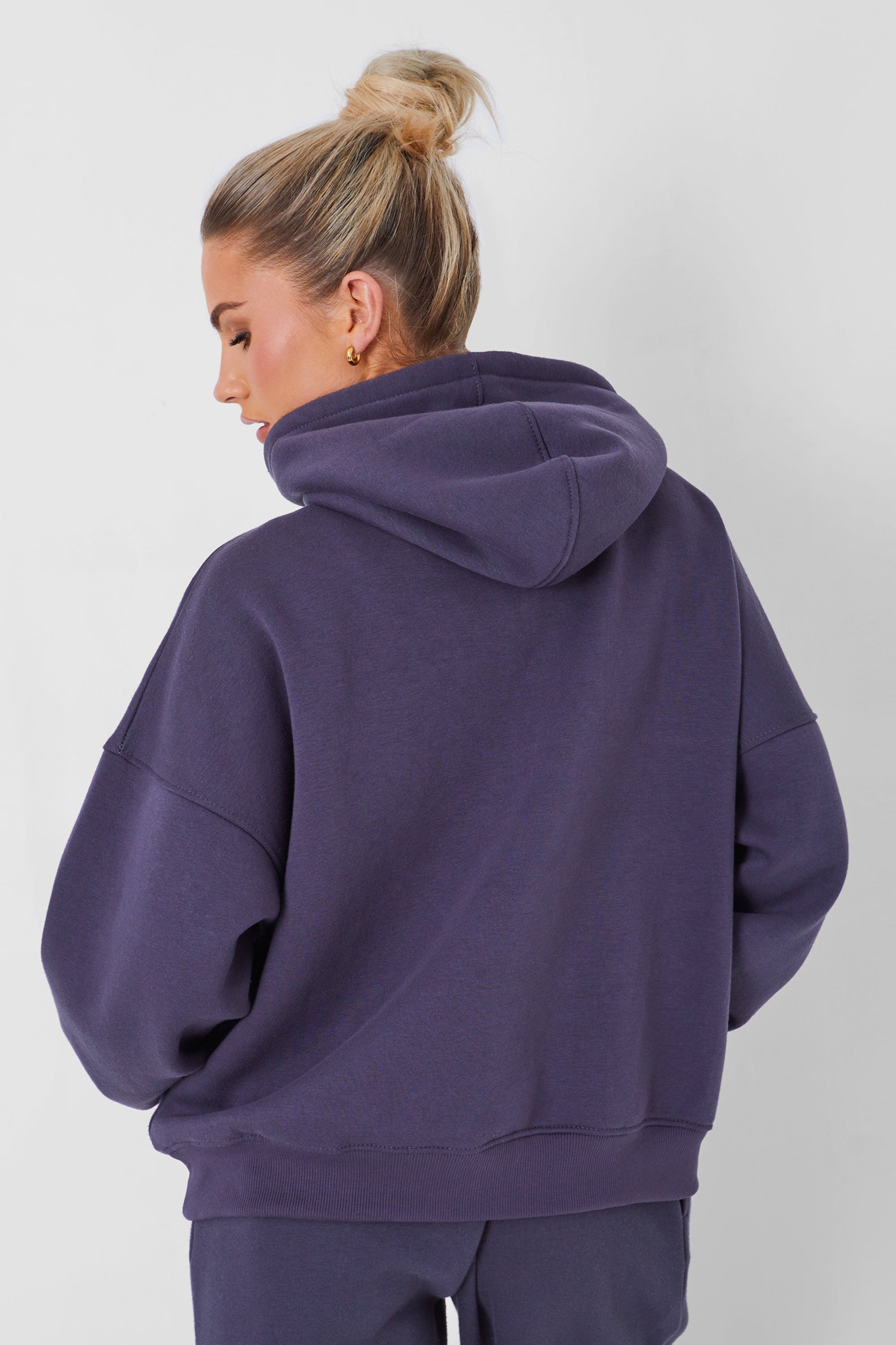 Kaiia Slogan Oversized Hoodie Dark Grey