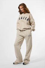 Kaiia Slogan Oversized Sweatshirt Almond